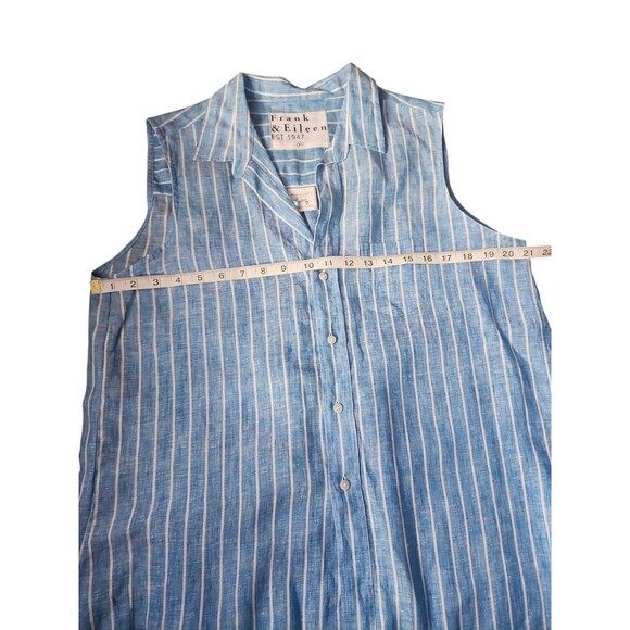 Frank & Eileen Nautical Linen Sleeveless Top Preppy Womens XL Fiona Blue Striped - Picture 7 of 8